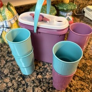 New VTG 🩵💜🩵Tupperware 10pc’s Purple and Teal Tupperware  pitcher set